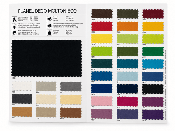 Färgkartan för dekorativ moltonflanell ECO · white label