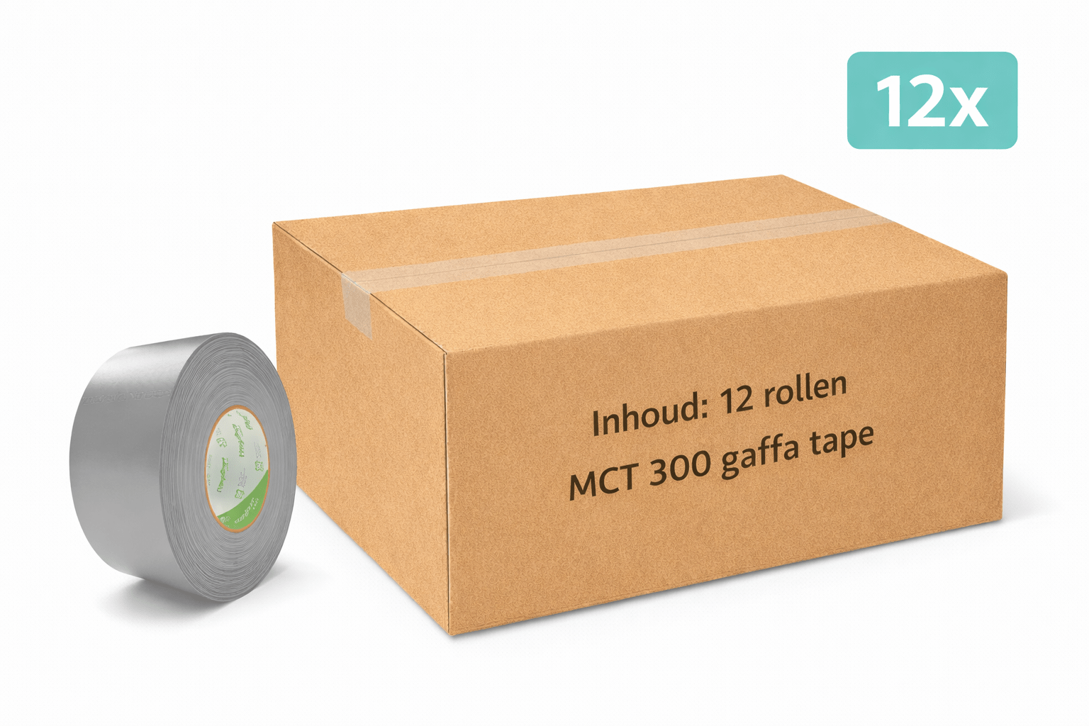 12x MegaTape MCT 300 · Gaffa tape · 75 mm · grijs · rol 50m - Megatape MCT300 - 3BUTE