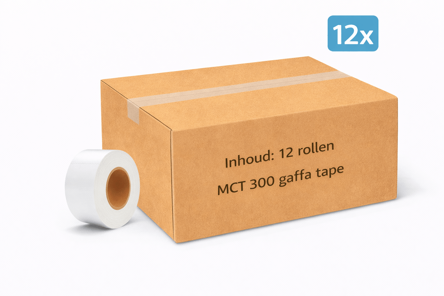 12x MegaTape MCT 300 · Gaffa tape · 100 mm · wit · rol 50m - Megatape MCT300 - 3BUTE