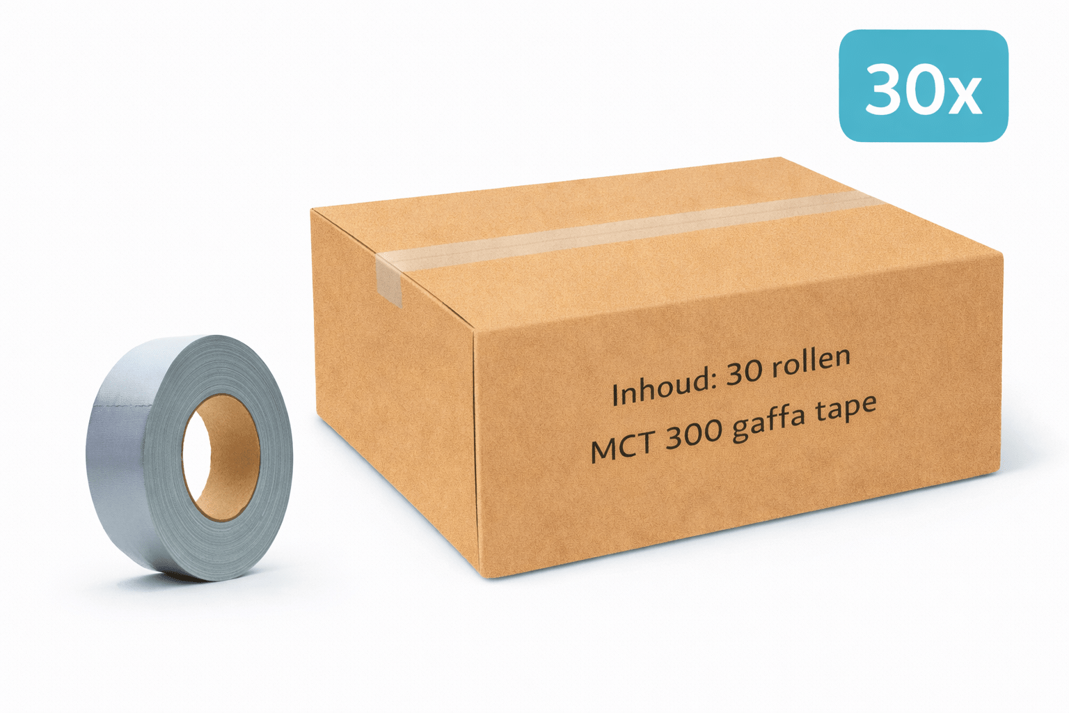 30x MegaTape MCT 300 · Gaffa tape · 50 mm · grijs · rol 25m - Megatape MCT300 - 3BUTE