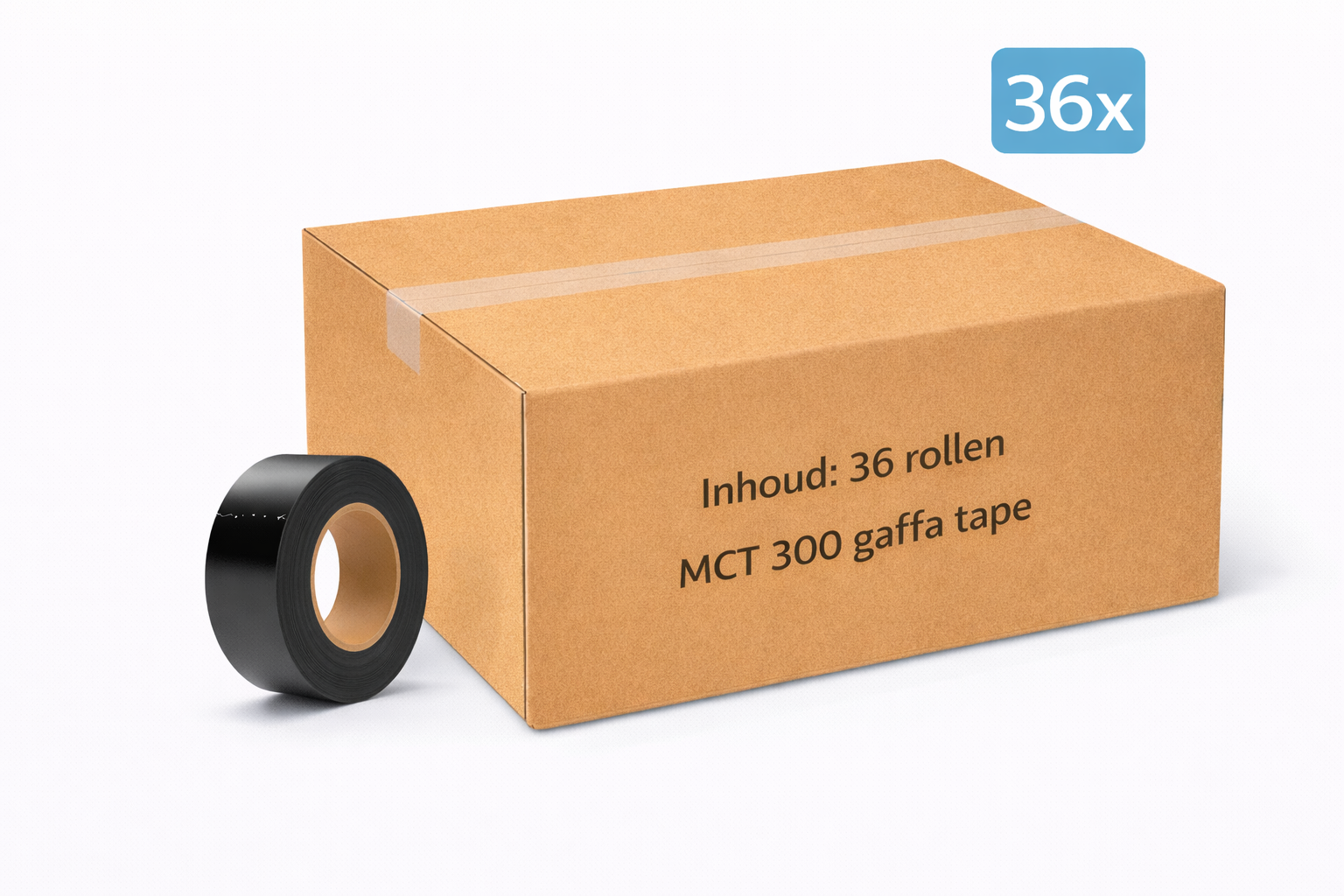 Megatape MCT 300 gaffer tape zwart 25mm — professioneel voor theater en live events