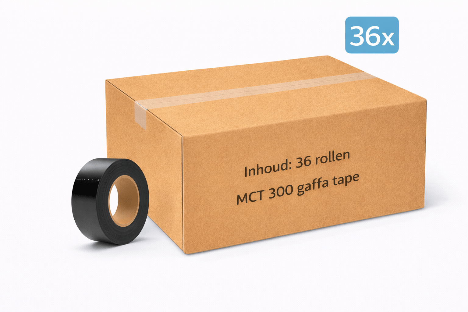 36x MegaTape MCT 300 · Gaffa tape · 25 mm · zwart · rol 50m - Megatape MCT300 - 3BUTE
