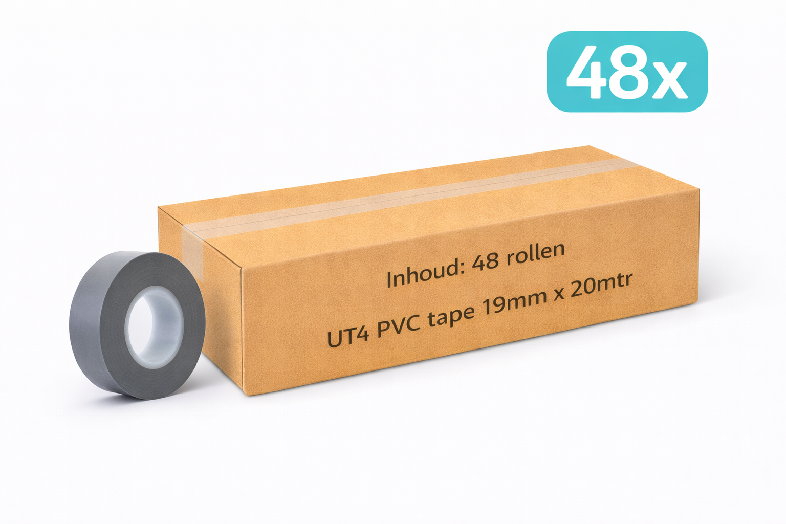 Megatape UT4 PVC tape grijs 19mm voor markering en bevestiging