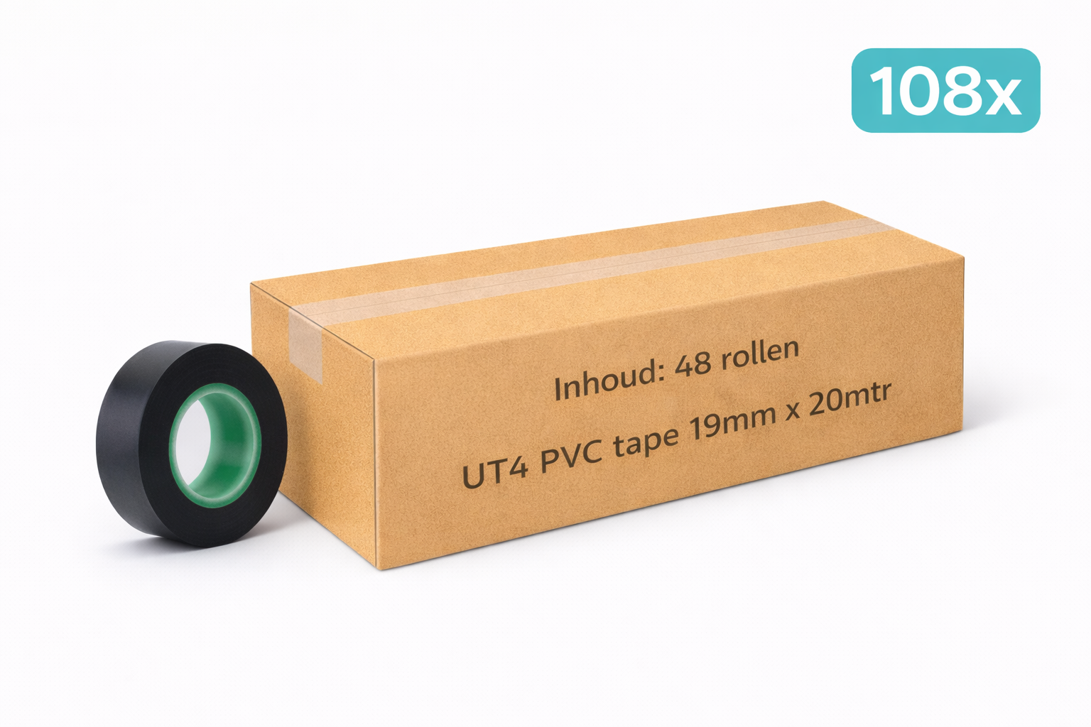 Megatape UT4 PVC tape zwart 19mm voor markering en bevestiging