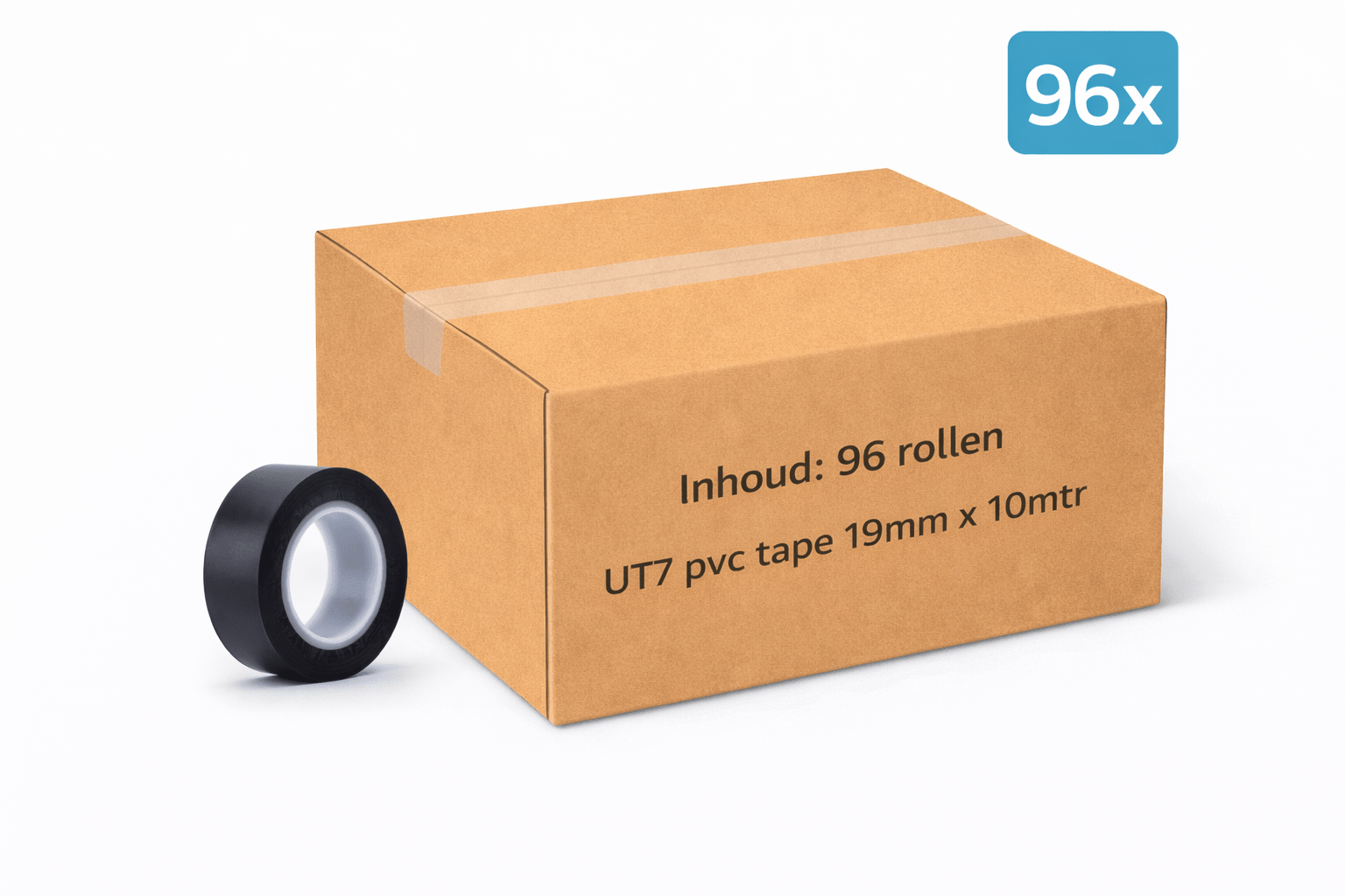 96x MegaTape UT7 PVC tape · 19 mm · zwart · 10 m rol - Megatape UT7 - 3BUTE