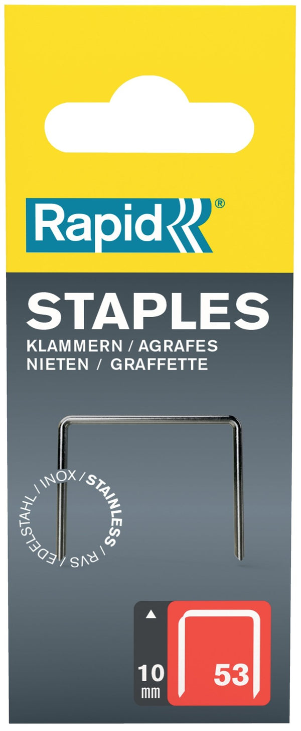 Rapid-häftklamrar 53/10 mm rostfritt stål