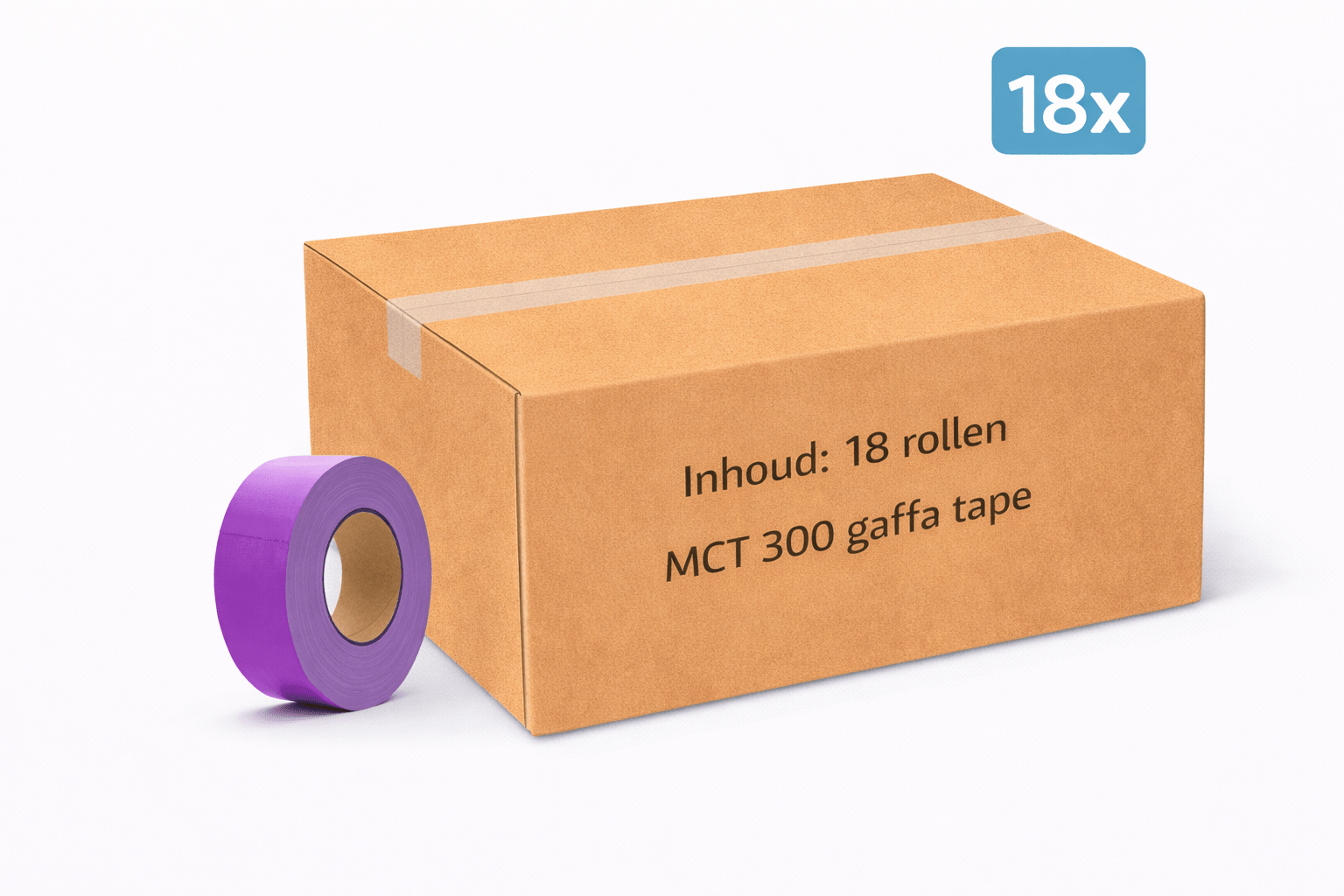 18x MegaTape MCT 300 · Gaffa tape · 50 mm · paars · rol 50m - Megatape MCT300 - 3BUTE