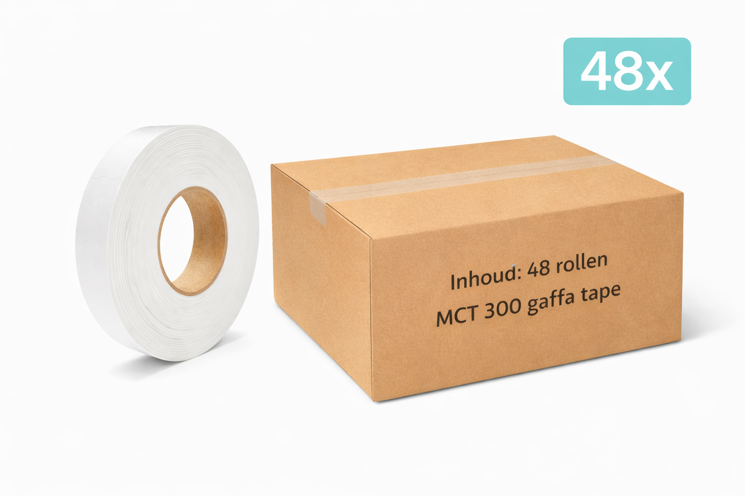 Megatape MCT 300 gaffer tape wit 19mm — professioneel voor theater en live events
