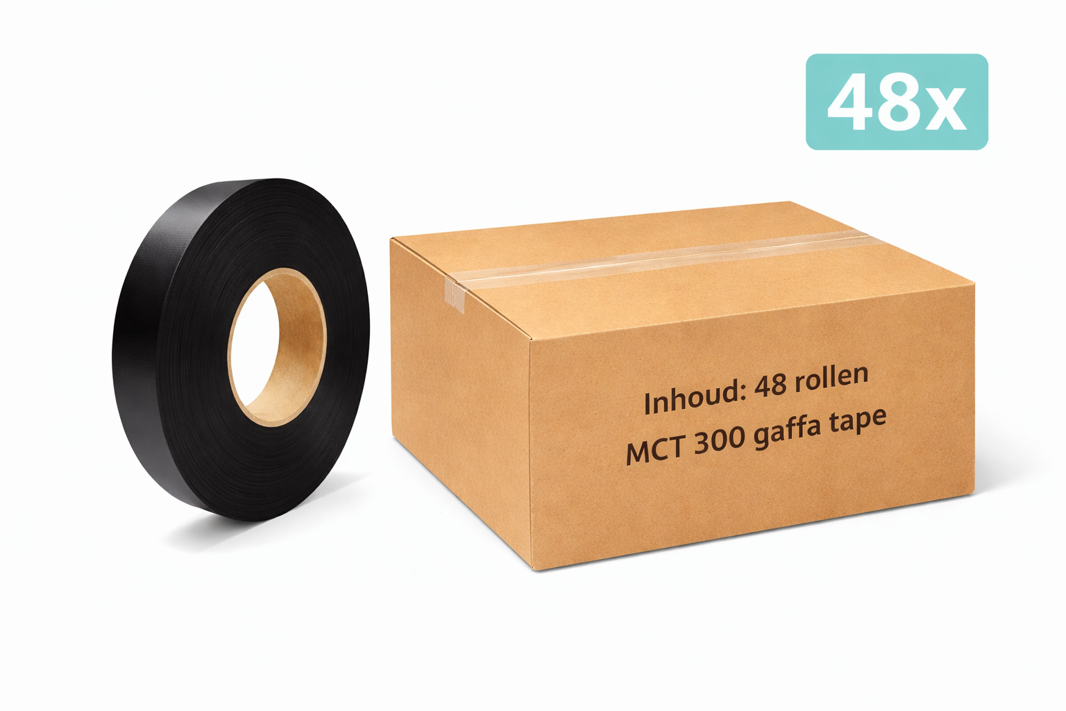 Megatape MCT 300 gaffer tape zwart 19mm — professioneel voor theater en live events