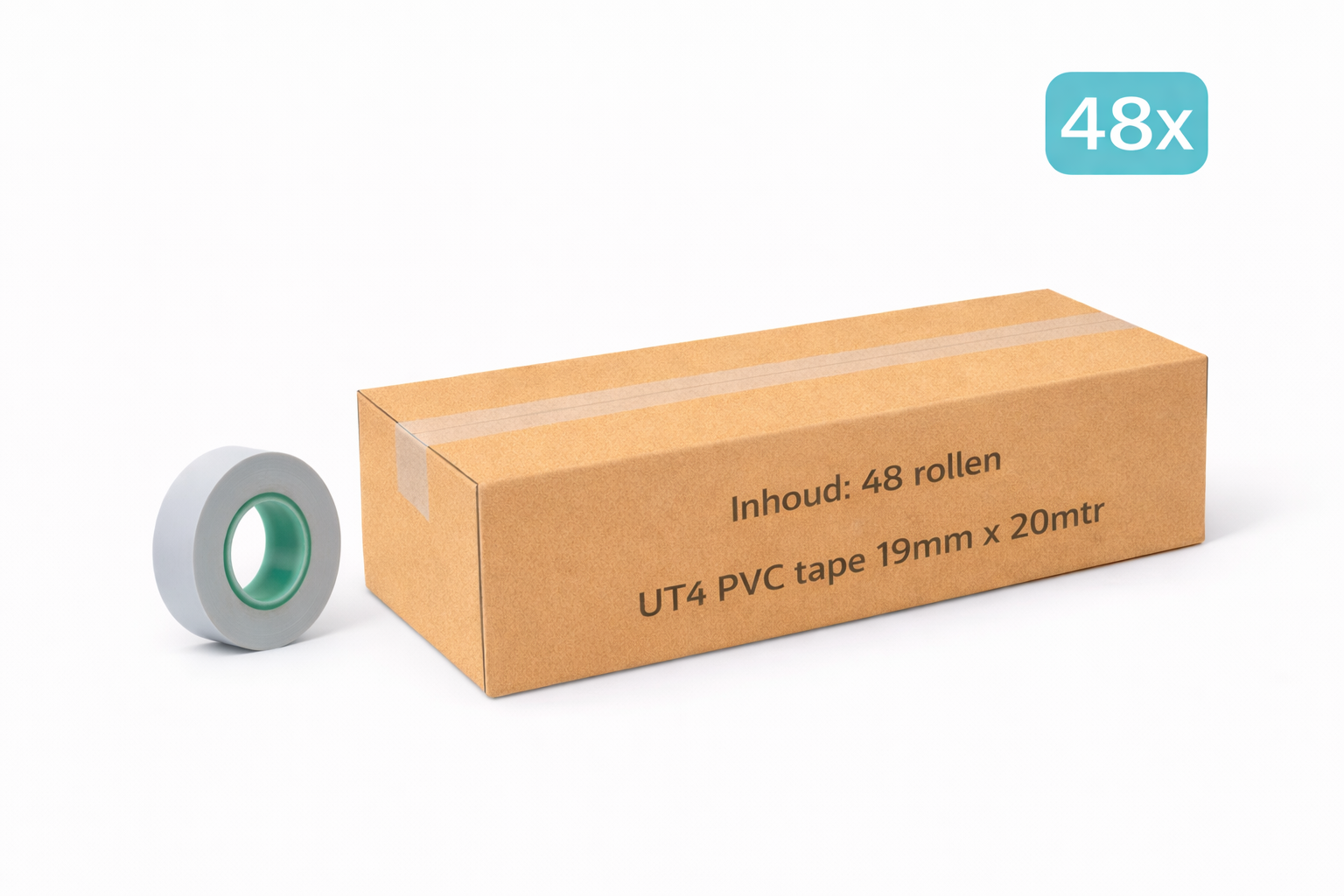 Megatape UT4 PVC tape wit 19mm voor markering en bevestiging