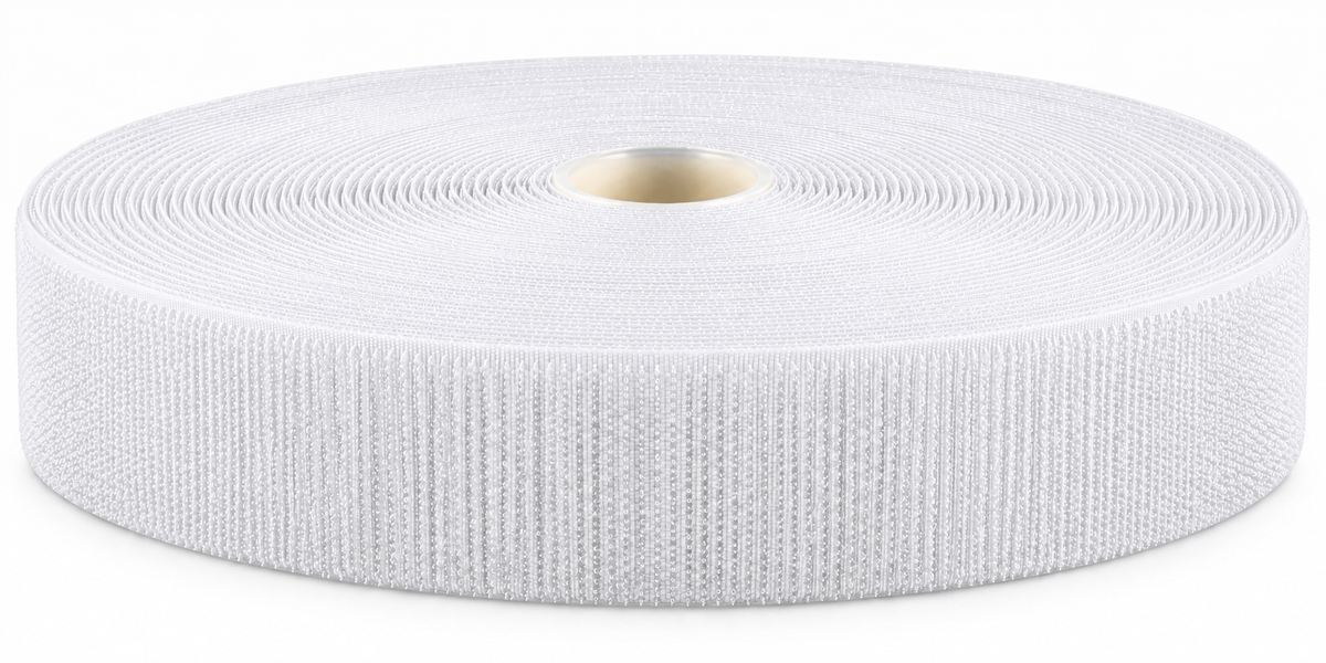 Kardborreband · vit hakband · självhäftande K64 · PA/PES · 30 mm · rulle 25 m